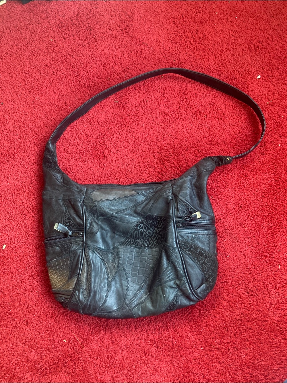 Women's Black Faux Leather Shoulder Bag